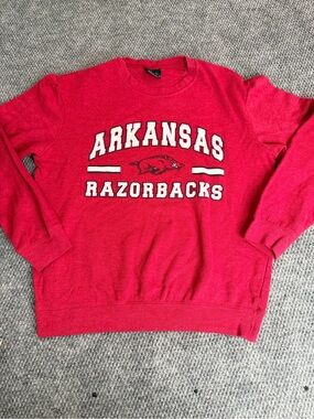 Arkansas Razorbacks Sweatshirt Small S Red Crewneck Leaning Hog Gameday